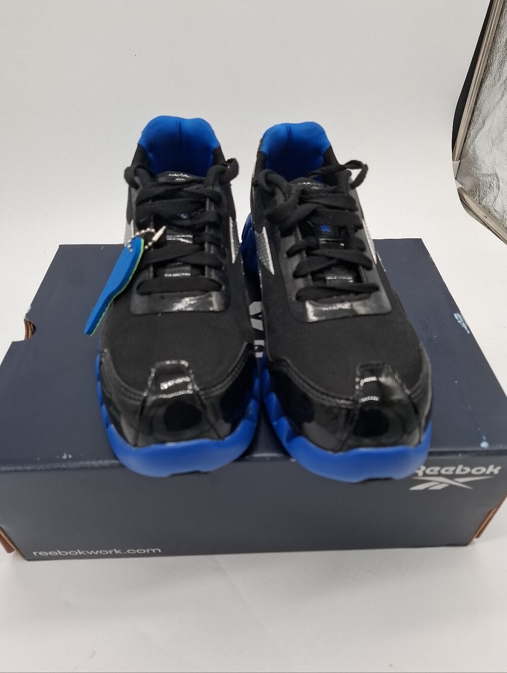 Women Reebok Zig Pulse Safety Toe Work Shoe Black/blue Size 7